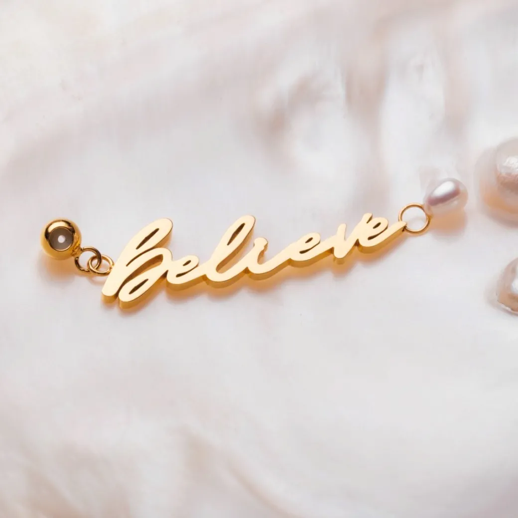Holzkern Believe-Charm|DAMES Charms|Sieraden